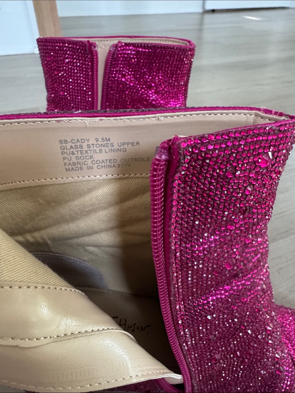 Betsey Johnson Hot Pink Crystal-Embellished Ankle Boots - Picture 4 of 6